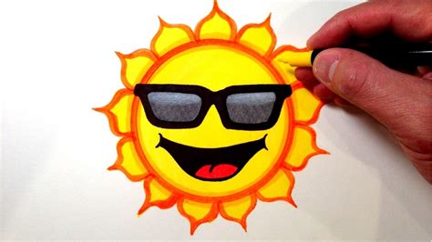 How to Draw a Cool Sun Smiley Face with Sunglasses - YouTube