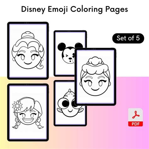 Disney Emoji Coloring Pages Template Printable PDF