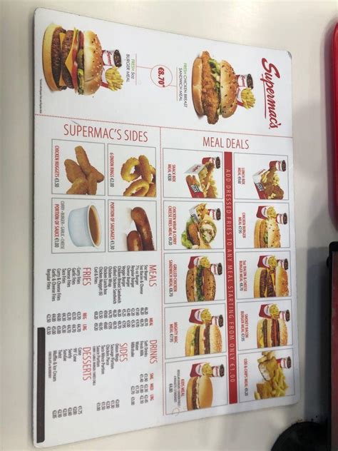 Menu at Supermac's & Papa John's Kilkenny fast food, Kilkenny