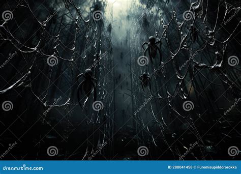 Real Creepy Spider Webs on Banner Halloween Stock Illustration ...