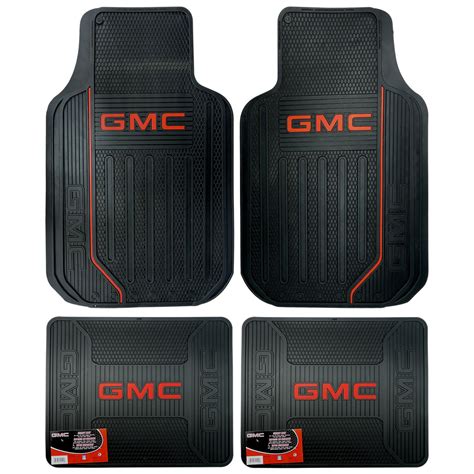 NEW 4 Piece Elite Logo Front Rear Rubber Floor Mats Set for GMC Truck SUV Universal-fit ...