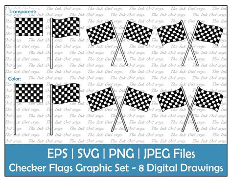 Checkered Racing Flags Vector Clipart Set / Single and Crossed Flags ...