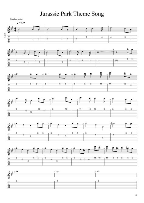 Jurassic Park Theme Guitar TAB | 9to42