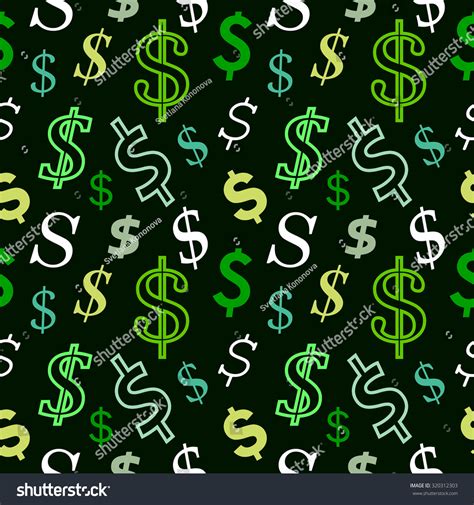 Seamless Dollar Sign Pattern. Contour Signs On Dark Green. Backgrounds & Textures Shop. Stock ...