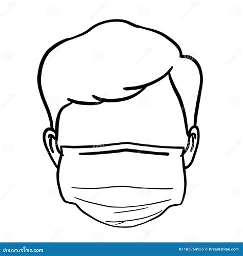 Outline of Man Wearing Surgical Mask. Stock Illustration - Illustration of paper, doctor: 183954555