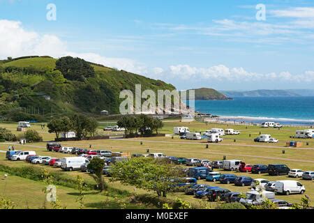 Camping site at Pentewan Sands near Mevagissey Cornwall UK Stock Photo ...