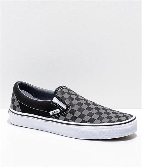 Vans Slip-On Black & Pewter Checkered Skate Shoes | Zumiez.ca