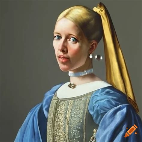 Portrait of claudia schiffer with a pearl earring in historical setting on Craiyon