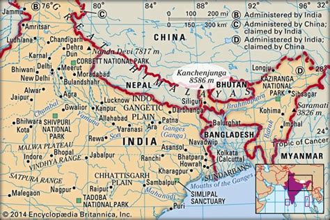 Kanchenjunga On Indian Map