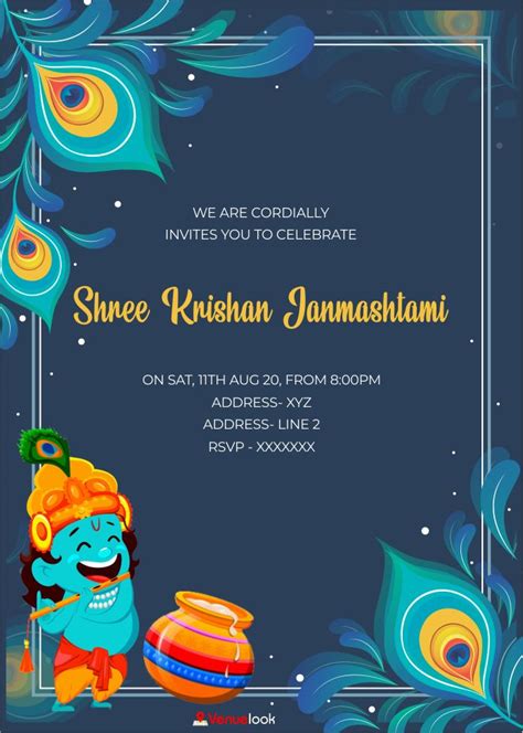 Free Krishna Janmashtami E-Invitations | Premium and Digital Cards | Online I… | Invitation card ...
