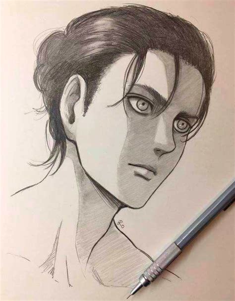 Anime Boy Sketch, Anime Drawings Sketches, Cool Art Drawings, Eren Jaeger, Anime Character ...