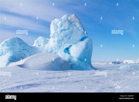 Antarctica, Snow Hill. View of the pack ice where icebergs are trapped ...