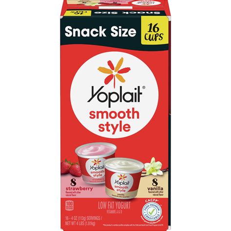 Yoplait Smooth Style Strawberry/Vanilla Low Fat Yogurt Variety Pack 16 ...