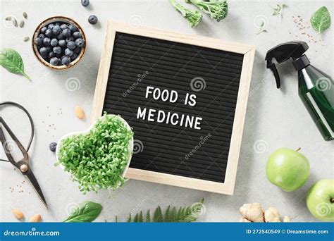 Food is Medicine Letter Board Quote Flat Lay Stock Image - Image of ...