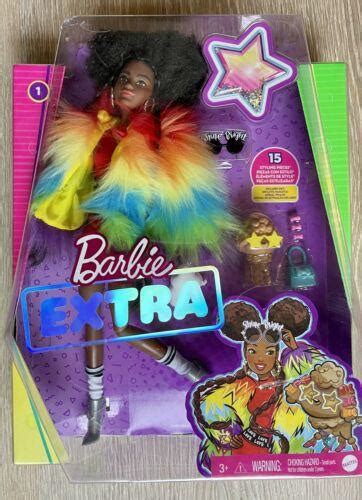 Barbie Extra Doll #1 Furry Rainbow Coat Pet Poodle Afro Puffs New In ...