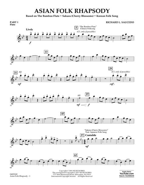 Fantasy On Korean Folk Songs Flute Sheet Music Johnnie Vinson Concert ...