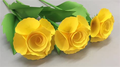 How to Make Yellow Flower with Paper - Making Paper Flowers Step by ...