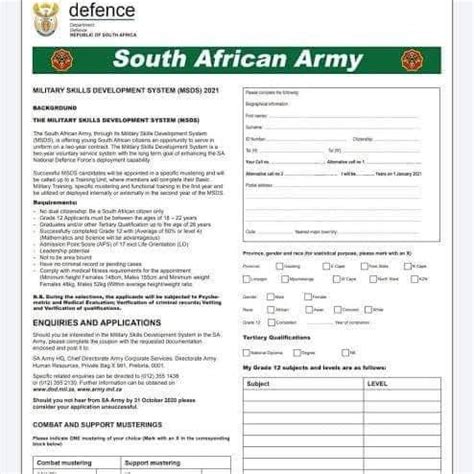 Sandf Application Form 2023 - Printable Forms Free Online