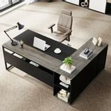 Tribesigns 71 inch Executive Desk, L Shaped Desk with Cabinet Storage ...