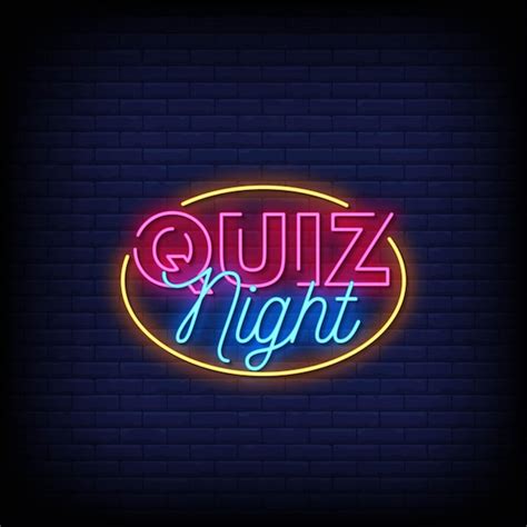 Quiz Night Logo Neon Signs Style Texte | Vecteur Premium