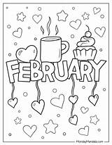 February Coloring Calendar Pages sketch template