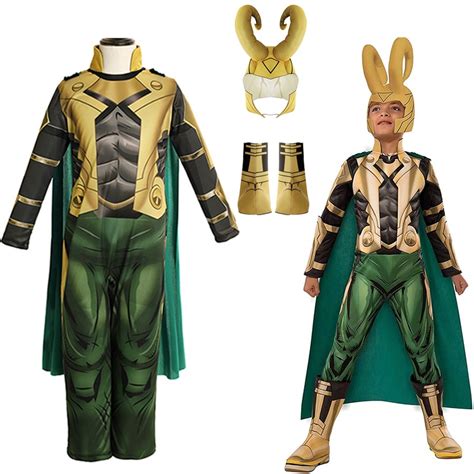 Loki Cosplay Costume The Avengers Supervillain Bodysuit Cloak Helmet ...