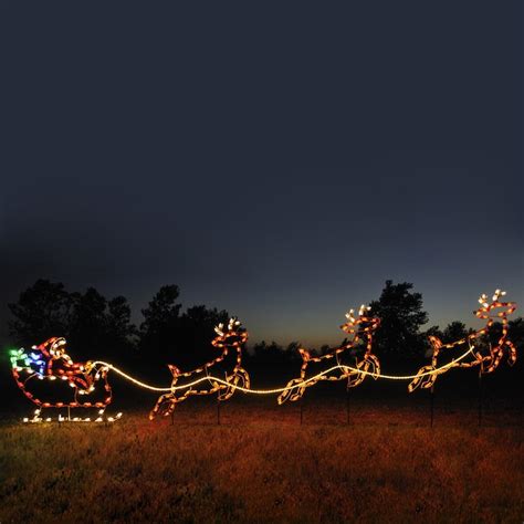 Holiday Lighting Specialists 4.75-ft Santa, Sleigh and Reindeer Outdoor ...