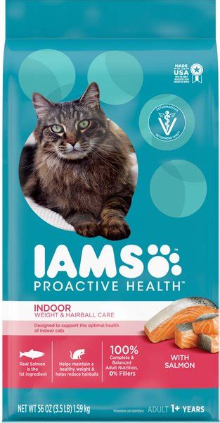 IAMS ProActive Health Adult Indoor Weight & Hairball Care with Salmon ...