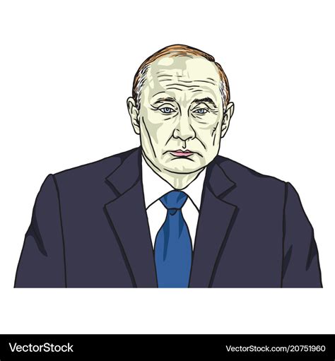 Vladimir putin the president of russia cartoon Vector Image