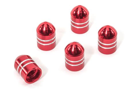 Alloy USA 11291 Aluminum Valve Stem Caps in Red | Quadratec