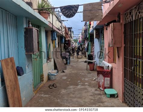 Indian Slum Streets Much Hangings On Stock Photo 1914150718 | Shutterstock