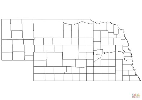 Outline Map of Nebraska Counties coloring page | Free Printable ...