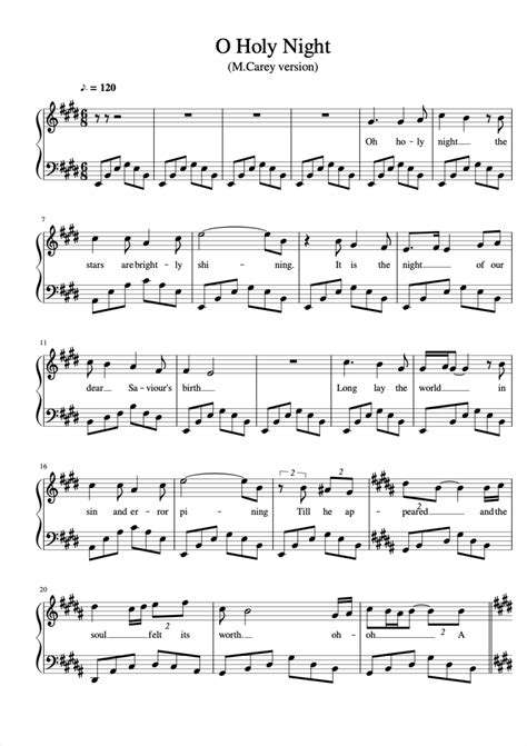 Mariah Carey O Holy Night Sheet Music Downloads