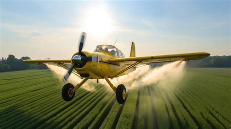 Premium AI Image | Crop duster plane spraying crops spraying chemicals ...