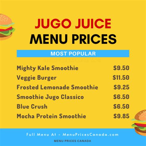 Jugo Juice Menu & Prices in Canada – 2022 : r/MenuPricesCA