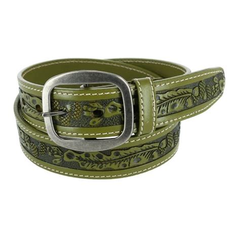 Ctm Leather Western Embossed Belt With Removable Buckle, 40, Olive Green : Target