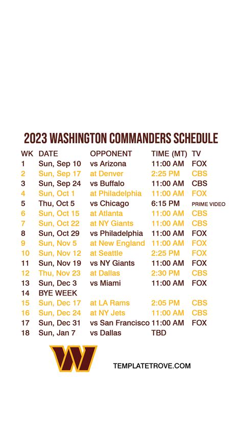 Commanders 2024 Schedule Printable - Jane Roanna