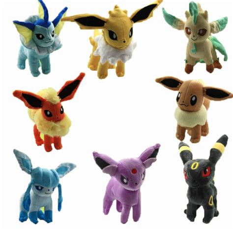 2018 Free Shipping 8PCS/lot Plush Umbreon Espeon Glaceon Vaporeon Plush toy Figures Toys 20cm ...