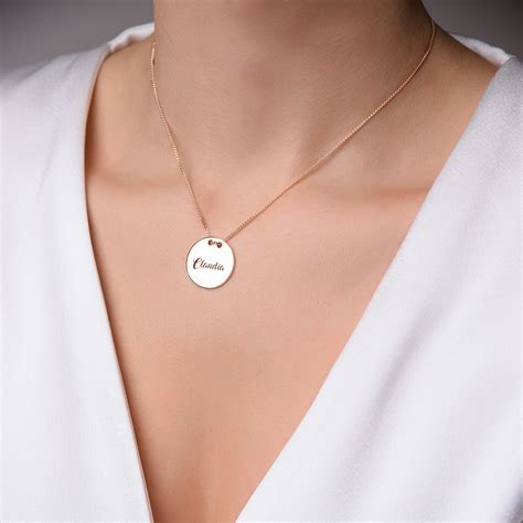 Engraved Disc Necklace-Back and Front Inscription-Rose Gold Plated