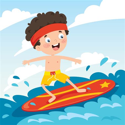 Happy Cartoon Character Surfing At Sea 2388529 Vector Art at Vecteezy