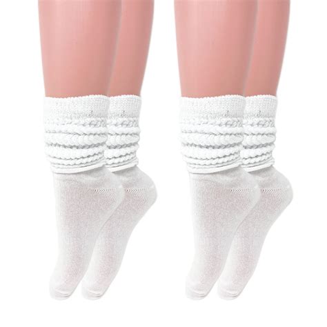 Cotton Lightweight Slouch Socks for Women White 2 PAIRS Size 9-11 ...