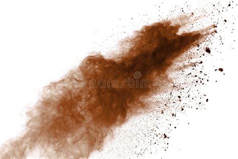 Brown Powder Explosion Isolated on White Background. Colored Cloud. Colorful Dust Explode. Paint ...