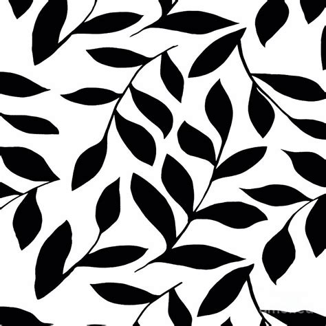 Black Leaves On White Design Pattern Painting by Saundra Myles - Fine ...