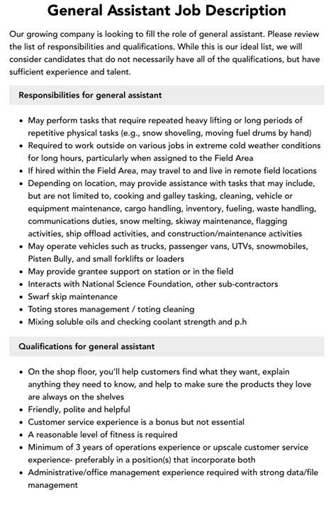 General Helper Job Responsibilities - BEST HOME DESIGN IDEAS