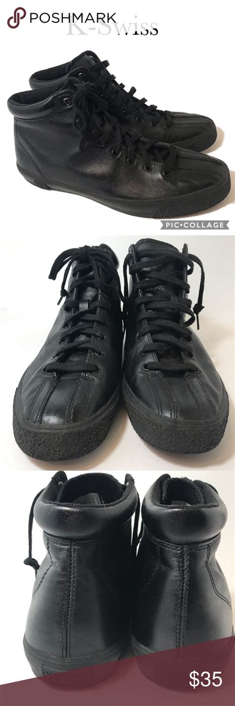 K-Swiss men’s black leather sneaker 10 1/2 | Black leather, Black ...