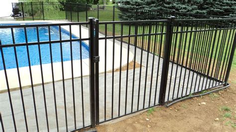 Black Aluminum BOCA Code swimming pool fence gate with magna latch and self closing hinges ...