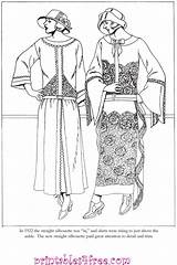 Art Nouveau  Detailed Fashions To Colour sketch template