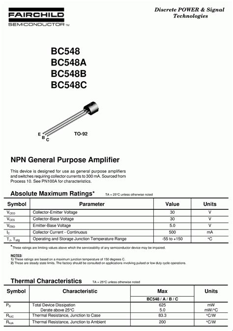 Datasheet: BC548