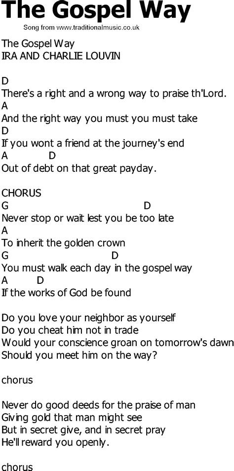 Old Country song lyrics with chords - The Gospel Way