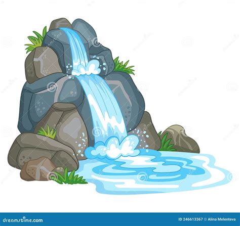 Waterfall in Cartoon Style Vector Isolated Illustration Stock Vector - Illustration of scene ...